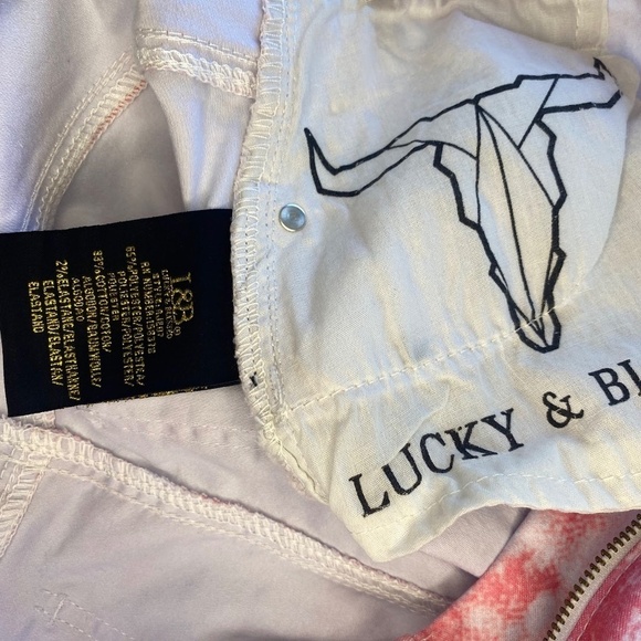 NWT Lucky & Blessed High Waist Wide Leg Pink White Western Pants size 10 NEW - Picture 6 of 6